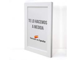 Marco a Medida para Fotos, póster, Puzzles, láminas. Cuadro Modelo 163 Blanco Mate. con Cristal metacrilato 1.5 mm y Trasera Antihumedad 34x48 cm