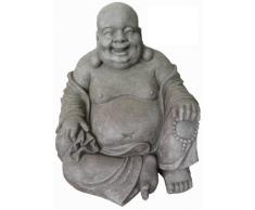 Figura de Buda sentado riendo - para casa y jardín - Altura 40 cm - gris