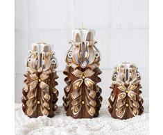 Velas decorativas talladas en capuchino marrón - Regalo navideño hermoso y original, decoración navideña, regalo de cumpleaños o día de la madre - Velas de parafina sin aroma Color del café