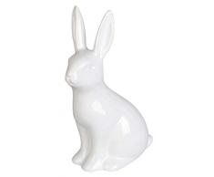 dekojohnson - Figura Decorativa de Conejo de Pascua, decoración de jardín, decoración de Pascua, Color Blanco, Sentado, 25 cm, sonajero, Oreja Larga, Conejo