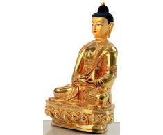 amitābha Buda de bronce con oro puro vollfeuervergoldete Estatua tibetana 20 cm figura de mano Trabajo de Nepal