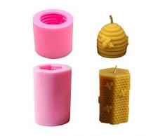 Fewo 2 moldes de silicona 3D para velas de cera de abejas, jabón, loción de manos, cera, barras de fusión