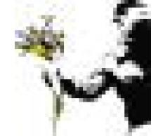 Panorama® Lienzo Banksy Lanzador de Flores 50 x 35 cm | Impreso en Lienzo Bastidor | Cuadros Modernos Banksy | Cuadros Decoración Salón | Cuadros Dormitorio | Cuadros Banksy