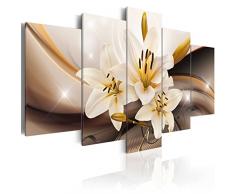 murando - Cuadro en Lienzo Flores Lirios 200x100 cm Impresión de 5 Piezas Material Tejido no Tejido Impresión Artística Imagen Gráfica Decoracion de Pared Naturaleza Abstracto b-A-0251-b-n