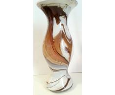 Jarron decorativo, moderno de cristal coloreado, florero de vidrio soplado a boca en colour blanco, beige, de marmol altura aprox. 22 cm, disenado y fabricado por Oberstdorfer Glashütte