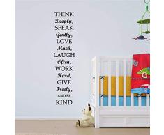 Pegatinas De Pared Pensar Profundamente Dulcemente Quotes Salón Kids Oficina Tatuajes De Pared Refranes Wall Sticker Decoración Mural Inicio