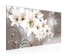 Cuadro en Lienzo Flores de Lirios 100 x 40 cm - XXL Impresión Material Tejido no Tejido Artística Imagen Gráfica Decoracion de Pared - 1 pieza - Listo para colgar - 006212c