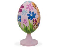 3,5 "Conejo decoración de huevos de Pascua con flores de madera figura decorativa