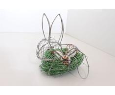 vintage13.de. de Pascua decoración de Pascua Cesta Metal Cesta con Hierba Pascua Conejo de Pascua