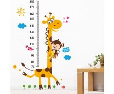 YESURPRISE Vinilo Pegatina Decorativa Infantil Adhesiva Para Pared Dibujos Animados Jirafa Mono Con Regla (Regalo Gratis De Lupa De Regla Separador De Página)