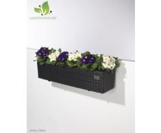 Gartenfreude 4000-1045-001 - Jardinera para balcón (rota sintética y mimbre, rectangular, 80 x 19 x 18 cm, con soporte para colgar), color gris