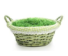 Locker Cesta de Pascua Trenzada Verde y Blanca, 27 cm, para Rellenar con Hierba de Pascua Verde