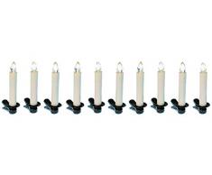 Idena 31102 - Velas LED inalámbricas para árbol de Navidad (10 unidades, mando a distancia, luz blanca cálida)
