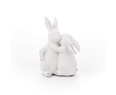 Figura de Pareja de Conejos de cerámica Vintage de Pascua, decoración de Conejo de Pascua, Blanco Antiguo, 19,5 cm de Alto