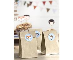Bolsas de papel con pegatinas"Animales del Bosque" - para dulces y Regalos