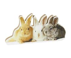 HEITMANN DECO - Figura Decorativa de Conejo de Pascua (Madera), Color Amarillo, Negro, Blanco Brillante