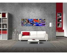 Su bilder24. de - Panorámica abstracto pared imagen sobre lienzo y bastidor, mosaico Espejo. Alta calidad, fabricado en Alemania., blau gelb weiß grün rot orange braun schwarz rosa, 30 x 90