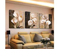 Swallow 3 Piezas de Arte de Pared decoración para el hogar Lienzo Cuadros Abstractos Flores de tulipán Pinturas para Sala de Estar Impresiones HD carteles-50 cm x 50 cm 3 Piezas sin Marco