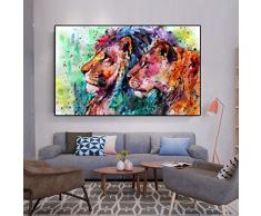 Danjiao Acuarela Cartel Lienzo Pintura Animal Estampados Resumen León Moderno Arte Pop Cuadros De Pared Para Sala Cuadros Decoración Para El Hogar Sala De Estar Decor 60x90cm