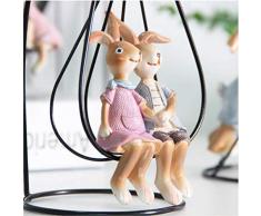 Vosarea Figuras de Conejo Artware Adorno para el hogar Resina Conejito Figuras Estatua Decoración de Regalo de Pascua (un Conjunto de)