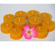 Figura Santa 10 Velas de té de Cera de Abeja certificada con 2 Vasos para Rellenar. Kit de iniciación ecológico.