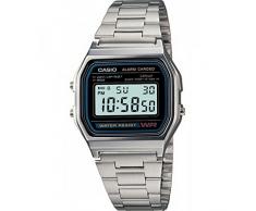 Casio A158WA - Reloj unisexo, correa de acero inoxidable color plateado