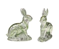 Macosa Home Juego de 2 Conejos de Pascua Verde Vintage Shabby decoración de Mesa decoración de Pascua Conejo Figura Moderna 10 cm