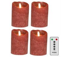 Sompex Juego de 4 12,5 cm Burdeos Frost Velas LED de Cera con Mando a Distancia, 35240, Corona de Adviento de Juego
