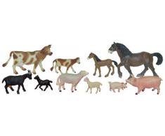 Miniland - Bote con animales de granja con bebés, 10 figuras (27430)