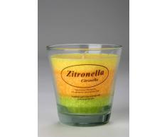 Vela natural perfumada de Citronela (ahuyenta mosquitos) en recipiente de cristal.