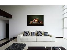 deinebilder24 - Cuadro de bodegón Sobre Plato, diseño de Granada Sobre Lienzo y Bastidor. Mejor Calidad, Hecho a Mano en Alemania, Lona, 70 x 90 cm