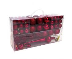 Wohaga® Set de 105 Bolas de Navidad Ø3/4/6cm plástico Adornos del árbol de Navidad decoración navideña decoración para el Abeto