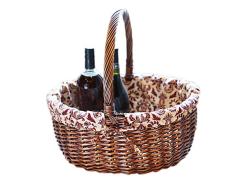 S-AIM Cesta de Mimbre de Picnic | Cesta de Mimbre | Canasta de Pascua | Cesta de Recogida de Frutas de la Boda | Cesta de Cocina de Picnic de Vino | con Forro y asa