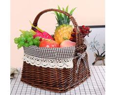 LMCLJJ Cesta de Mimbre Cestas de Regalo Cesta de Picnic Tejida de Sauce Oval vacía Cesta de Dulces de Pascua Cesta de Vino de Almacenamiento con asa Cesta de Boda for recolección de Huevos