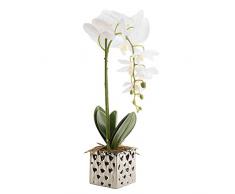 CLOCOLOR Flores artificiales de orquídeas Bonsái de Phalaenopsis con maceta de alta calidad para decoración hogar de fiestas (Blanco)