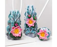 Vela azul decorativa tallada a mano para una idea de regalo única para la decoración del hogar para el Día de la Madre, Pascua, Navidad y el hogar