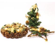 Volkskunst24 - Decoración navideña con Corona de Adviento y árboles de Navidad