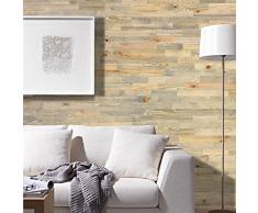 wodewa Paneles de Madera para Pared Estilo Vintage Rústico I 1m² Revestimiento de Paredes Panel Decorativo Madera Interior Sala de Estar Cocina Dormitorio Mural Retro Shabby Chic V001
