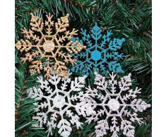 Trifycore 12 PCS Ornamentos creativos de acrílico del Copo de Nieve de Navidad Estilo delicados Adornos del árbol de Navidad Que cuelgan Lago Azul Claro Etiqueta, Cuidado del Cabello