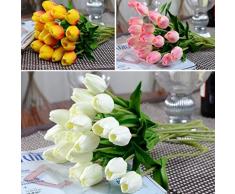 Vovotrade Flor artificial del tulipán látex tacto verdadero novia de la boda del ramo de la decoración del hogar, 10pcs (amarillo)