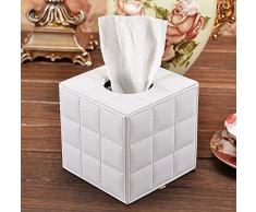 LAMEIDA Caja de Pañuelos de Cuero PU Impermeable Europeo Estilo Portapañuelos de Papel Kleenex para Casa Baño Coche Dormitorio Sala de Estar Hotel Restaurante Club Bar Oficina Decoración Blanco Negro