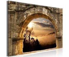 murando Cuadro en Lienzo Vista de la Ventana 120x80 cm impresión en Material Tejido no Tejido impresión artística fotografía Imagen gráfica decoración de Pared Montanas Niebla Paisaje c-C-0363-b-a