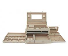 Cordays - "Cofre del Tesoro" Joyero Señora -Baúl Organizador de Joyas - con 4 Cajones Extraíbles y Estuche Accesorio de Viaje - Regalo Especial de Bodas y Novias. Caja organizadora grande de Joyería Hecha a Mano "Calidad Premium"
