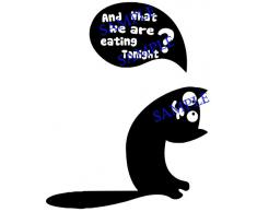 (16 x 20 cm) vinilo adhesivo de vinilo para frigorífico carcasa Hungry de gato/Kitty con mensaje en preguntándoles to Eat lámina de decoración de adhesivo/para frigoríficos DIY de tela de vinilo al azar incluye + regalo!