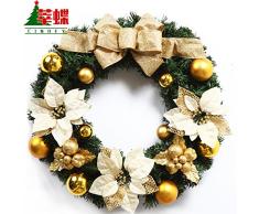 Guirnaldas de Navidad estilo Coreano de ratán hotel restaurante puertas corona decoraciones de Navidad colgando tapices de pared , 3 Flor de Oro (40cm)