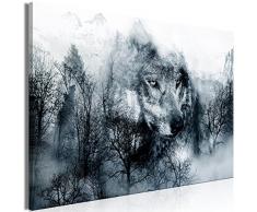 murando Cuadro en Lienzo Lobo 120x80 cm - 1 Parte Impresión en Material Tejido no Tejido Impresión Artística Imagen Gráfica Decoracion de Pared Montanas Paisaje Azul g-A-0140-b-b