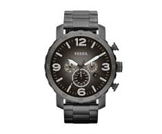 Fossil JR1437 - Reloj cronógrafo de cuarzo para hombre con correa de acero inoxidable bañado, color negro