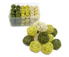 Colour verde y Surtido de bolas de Navidad de mimbre, ratán sintético de bolas de/la parte superior de precio!, grün / lindgrün / blassgrün, 7.5cm