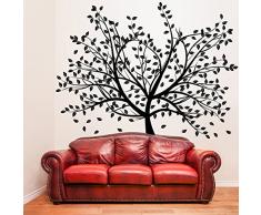 (140 x 115 cm) diseño de grandes árbol de vinilo adhesivo decorativo para pared de ramas con diseño de hojas/diseño de lámina de decoración de Home de Vinilo/extraíble de tela + adhesivo de vinilo al azar incluye caja de regalo