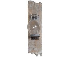 elbmöbel Soporte de Velas para Pared (Cristal Madera Candelabro portavelas, Madera, H43xB10xT13